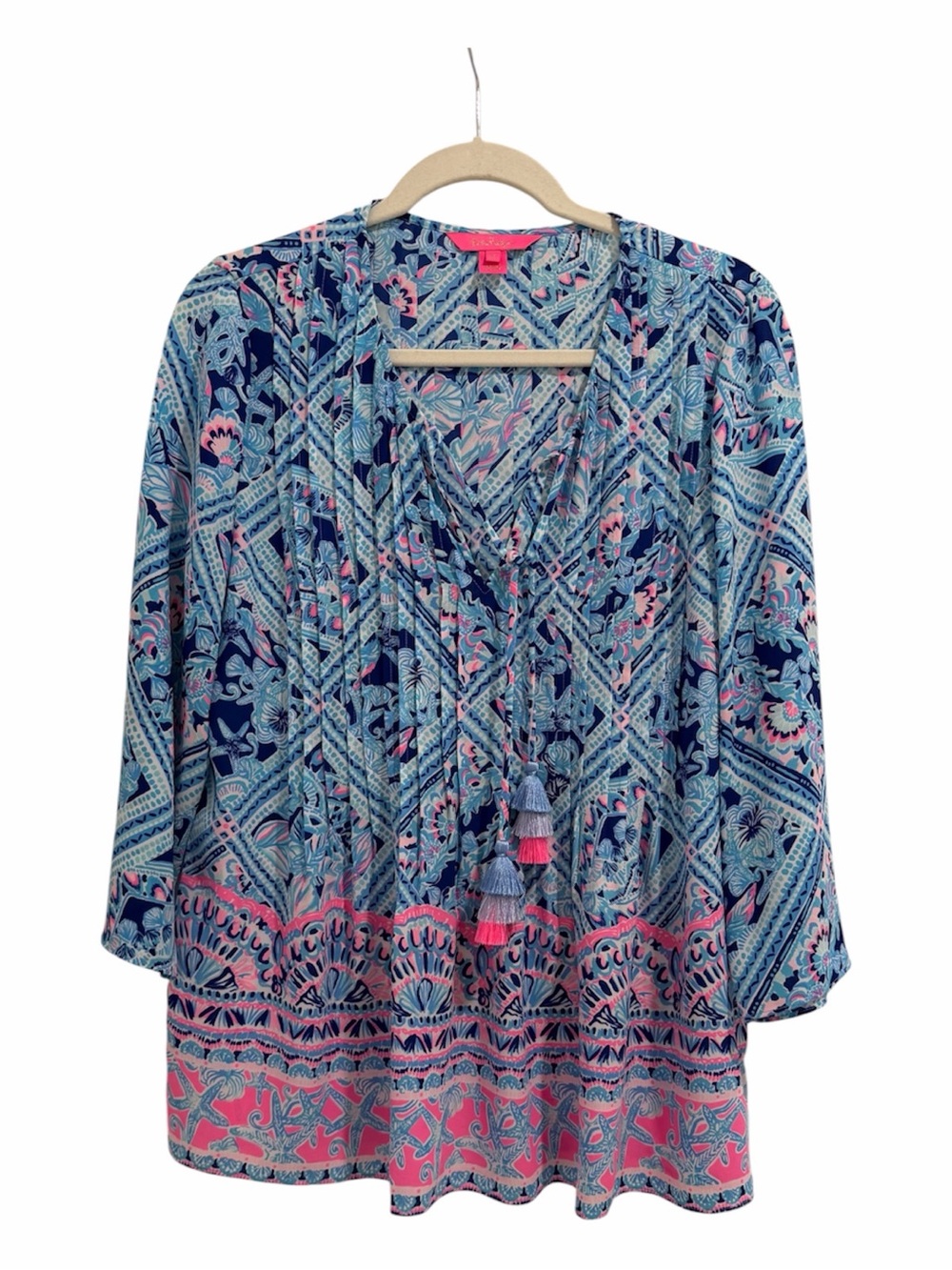 Lilly Pulitzer V‑Neck Tunic Tassel Size medium summer resort wear vacation